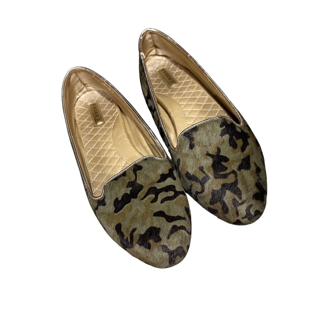 Birdies Blackbird Smoking Slipper 8.5 Camo Calf‎ Hair Green Gold